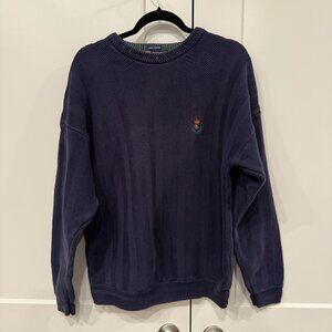 vintage Chaps Ralph Lauren Cotton Sweater Men’s XL Navy Blue Crest Logo
